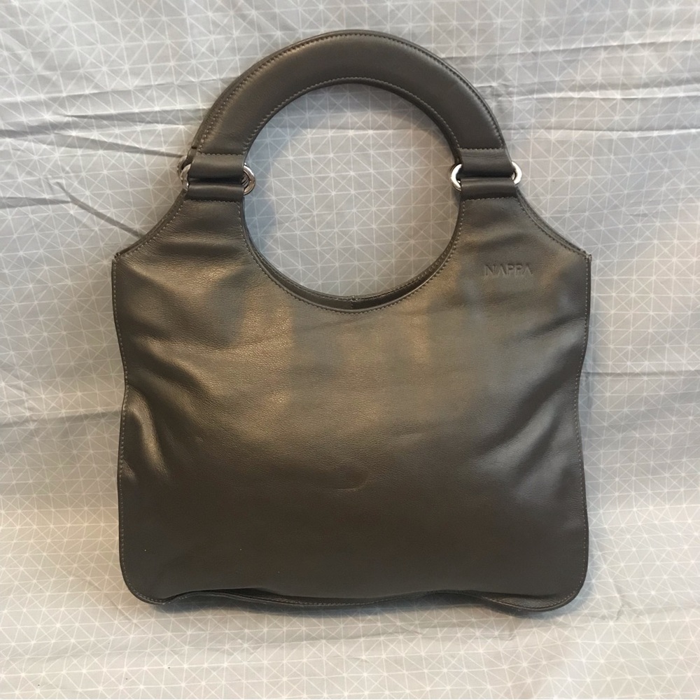 Nappa Brand Top Handle Satchel Bag in Dark Gray
